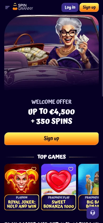 SpinGranny Casino na mobitelu